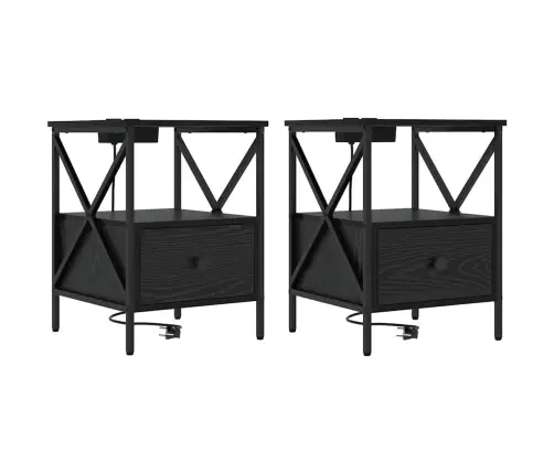 Nakts Skapītis 2 Pcs Melns Ozols 41.5 X 40.5 X 55 Cm Vidaxl