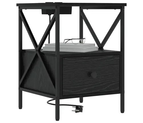 Nakts Skapītis 2 Pcs Melns Ozols 41.5 X 40.5 X 55 Cm Vidaxl