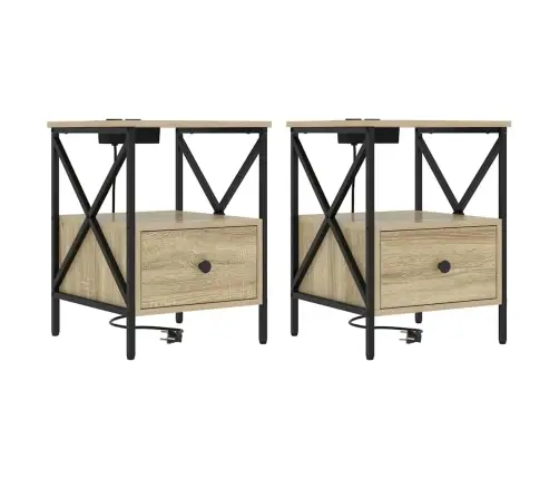 Nakts Skapītis 2 Pcs Sonomas Ozola 41.5 X 40.5 X 55 Cm Vidaxl