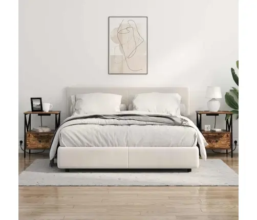 Nakts Skapītis 2 Pcs Dūmakaina Ozolkoka 41.5 X 40.5 X 55 Cm Vidaxl