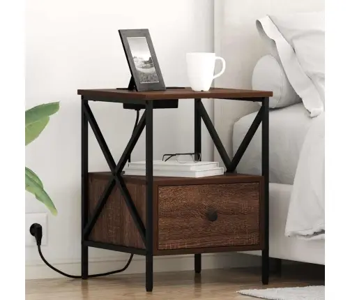 Nakts Skapītis 2 Pcs Brūna Ozolkoka 41.5 X 40.5 X 55 Cm Vidaxl