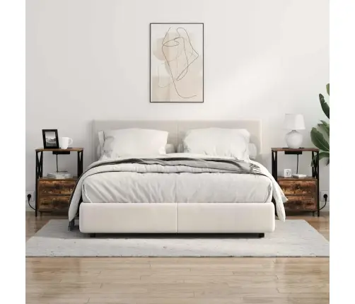 Nakts Skapis Ar Uzlādes Staciju 2 Pcs Dūmakaina Ozolkoka Vidaxl