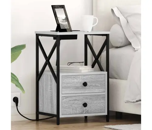 Šalia Lovos Spintelė 2 Pcs Pilkas Sonoma 40 X 31 X 60 Cm