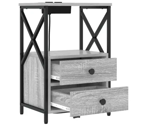 Šalia Lovos Spintelė 2 Pcs Pilkas Sonoma 40 X 31 X 60 Cm