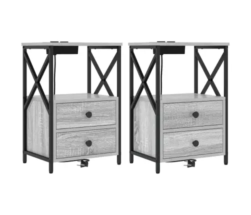 Šalia Lovos Spintelė 2 Pcs Pilkas Sonoma 40 X 31 X 60 Cm