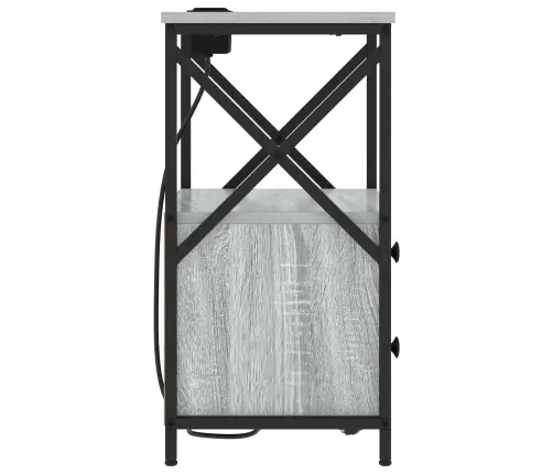 Nakts Skapis Ar Uzlādes Staciju 2 Pcs Pelēka Sonomas Ozola Vidaxl