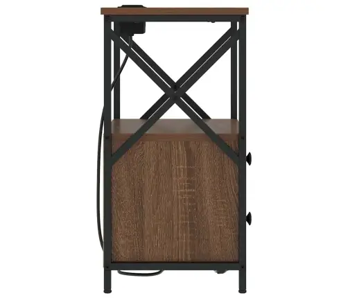 Naktinis Staliukas Su Įkrovimo Stotimi Su Stalčių Ruda Ąžuolo