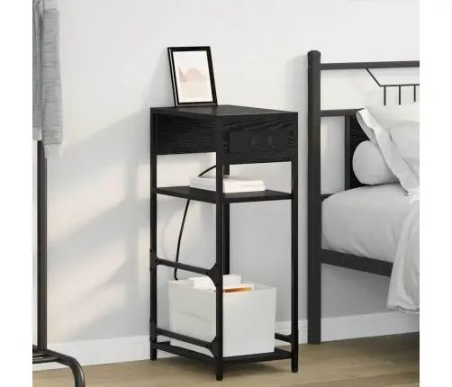 Šalia Lovos Spintelė Su Stalčių Juoda Ąžuolo 40 X 27 X 76 Cm