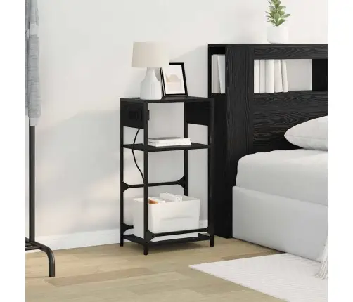 Šalia Lovos Spintelė Su Stalčių Juoda Ąžuolo 40 X 27 X 76 Cm