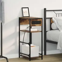 Šalia Lovos Spintelė Su Stalčių Dūminio Ąžuolo 40 X 27 X 76 Cm