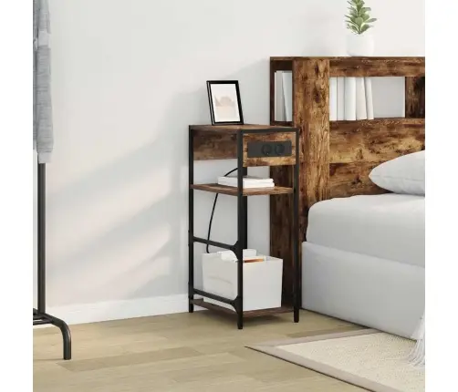 Nakts Skapītis Ar Atvilktni Dūmakaina Ozolkoka 40 X 27 X 76 Cm Vidaxl