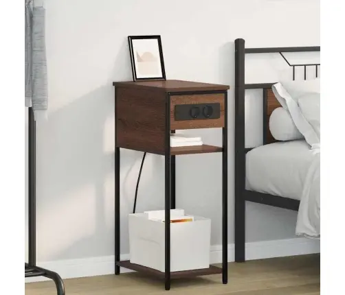 Nakts Skapītis Brūna Ozolkoka 41 X 28 X 76 Cm Inženierijas Koks Vidaxl