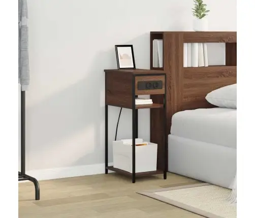 Nakts Skapītis Brūna Ozolkoka 41 X 28 X 76 Cm Inženierijas Koks Vidaxl