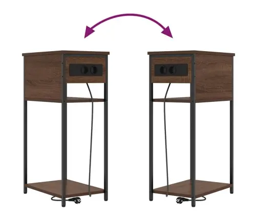 Nakts Skapītis Brūna Ozolkoka 41 X 28 X 76 Cm Inženierijas Koks Vidaxl