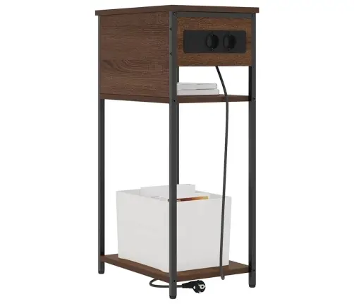 Nakts Skapītis Brūna Ozolkoka 41 X 28 X 76 Cm Inženierijas Koks Vidaxl