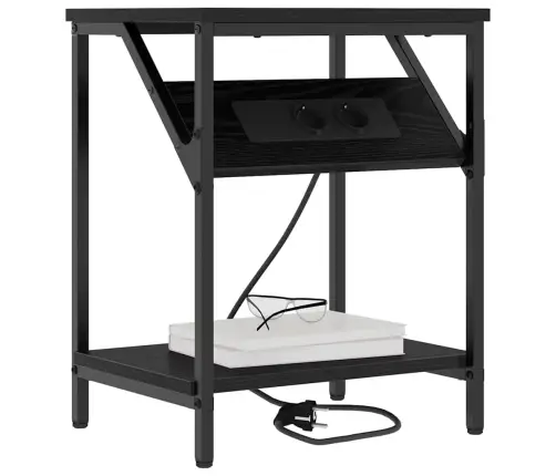 Nakts Skapītis Melns Ozols 38 X 30 X 48 Cm Inženierijas Koks Vidaxl