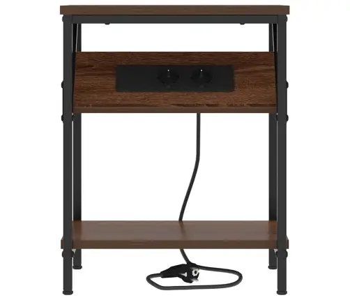 Nakts Skapītis Brūna Ozolkoka 38 X 30 X 48 Cm Inženierijas Koks Vidaxl