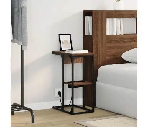 Naktsgaldiņš Brūns Ozols 41.5 X 26 X 60.5 Cm Inženierijas Koks Vidaxl