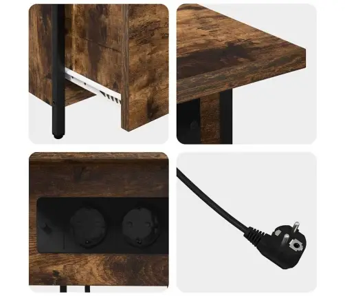 Nakts Skapītis Ar Atvilktni Dūmakaina Ozolkoka 60 X 30 X 61 Cm Vidaxl