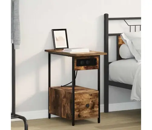 Nakts Skapītis Ar Atvilktni Dūmakaina Ozolkoka 60 X 30 X 61 Cm Vidaxl