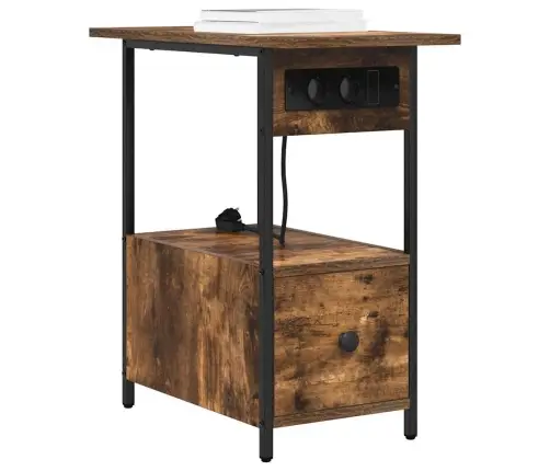 Nakts Skapītis Ar Atvilktni Dūmakaina Ozolkoka 60 X 30 X 61 Cm Vidaxl