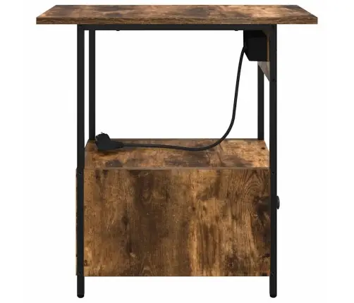 Nakts Skapītis Ar Atvilktni Dūmakaina Ozolkoka 60 X 30 X 61 Cm Vidaxl