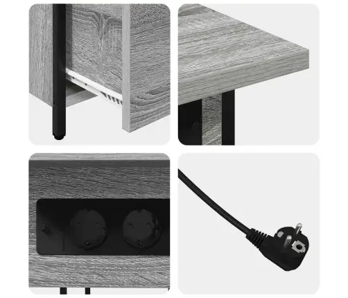 Šalia Lovos Spintelė Su Stalčių Pilkas Sonoma 60 X 30 X 61 Cm