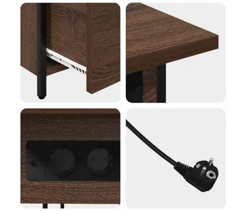 Nakts Skapītis Brūna Ozolkoka 60 X 30 X 61 Cm Inženierijas Koks Vidaxl