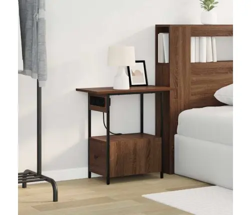 Nakts Skapītis Brūna Ozolkoka 60 X 30 X 61 Cm Inženierijas Koks Vidaxl