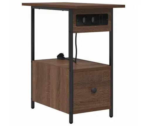 Nakts Skapītis Brūna Ozolkoka 60 X 30 X 61 Cm Inženierijas Koks Vidaxl