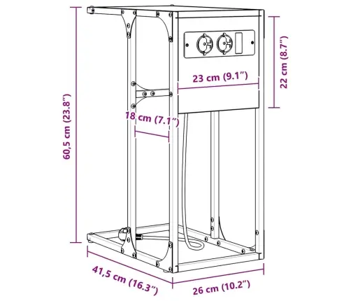 Nakts Skapītis Sonoma Ozols 41,5 X 26 X 60,5 Cm Vidaxl