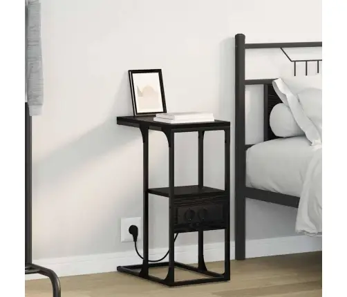 Šalia Lovos Spintelė Juoda Ąžuolo 41.5 X 26 X 60.5 Cm