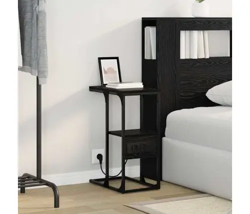 Šalia Lovos Spintelė Juoda Ąžuolo 41.5 X 26 X 60.5 Cm