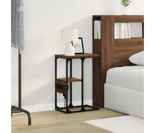Šalia Lovos Spintelė Su Stalčių Ruda Ąžuolo 41.5 X 26 X 60.5 Cm
