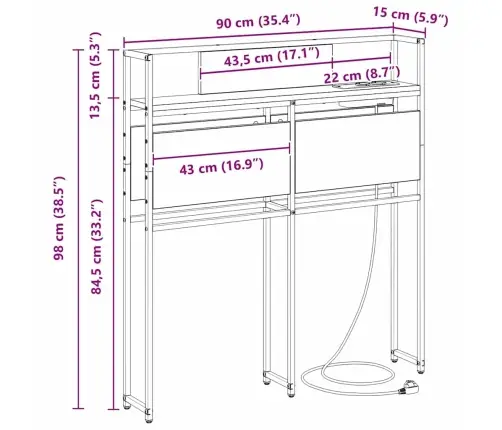 Saugojimo Galvos Atlošas Sonoma Ąžuolas 90 Cm Apdirbta Mediena
