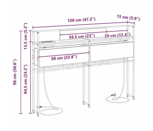 Hoiustamispeatoe Riiuliga Peaga Sonoma Tamm 120 Cm Tehispuit