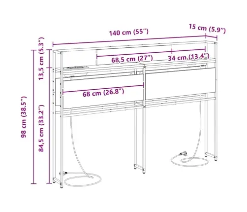 Saugojimo Galvos Atlošas Dūminio Ąžuolo 140 Cm Apdirbta Mediena