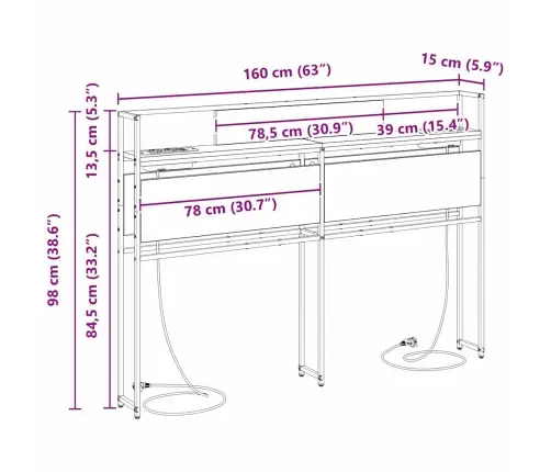 Saugojimo Galvos Atlošas Juoda Ąžuolo 160 Cm Apdirbta Mediena