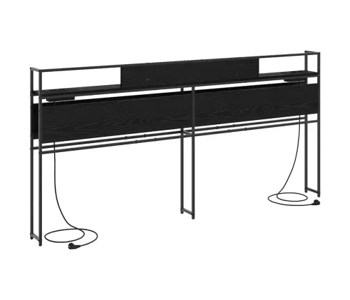 Uzglabāšanas Galvas Balsts Melns Ozols 180 Cm Inženierijas Koks Vidaxl