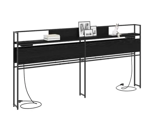 Uzglabāšanas Galvas Balsts Melns Ozols 180 Cm Inženierijas Koks Vidaxl