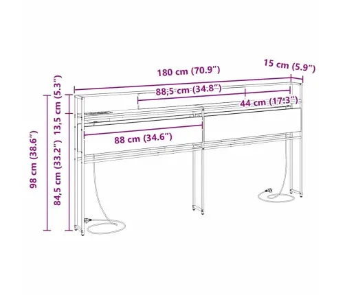 Uzglabāšanas Galvas Balsts Melns Ozols 180 Cm Inženierijas Koks Vidaxl
