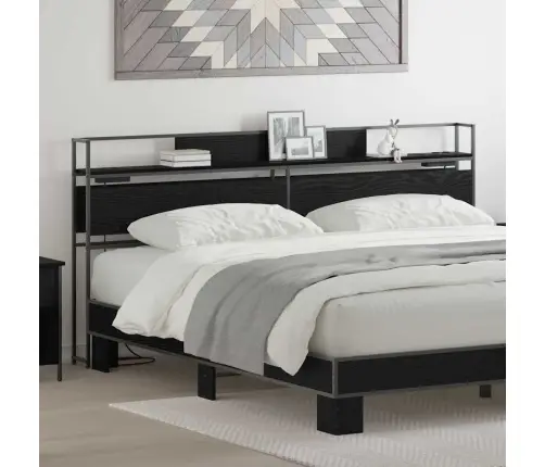 Uzglabāšanas Galvas Balsts Melns Ozols 200 Cm Inženierijas Koks Vidaxl