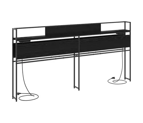 Uzglabāšanas Galvas Balsts Melns Ozols 200 Cm Inženierijas Koks Vidaxl