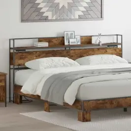 Hoiustamispeatoe Riiuliga Suitsutatud Tamm 200 Cm Tehispuit