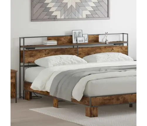 Hoiustamispeatoe Riiuliga Suitsutatud Tamm 200 Cm Tehispuit