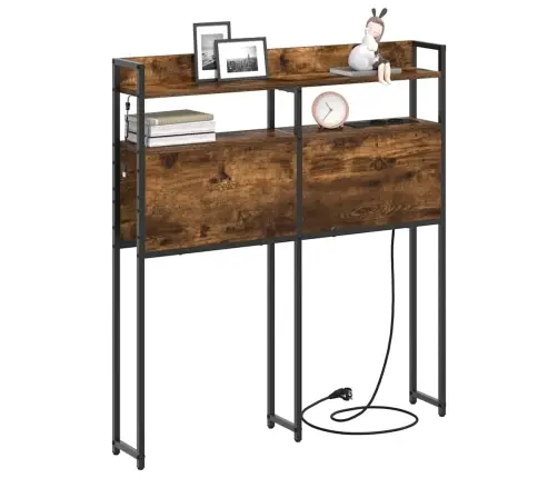 Uzglabāšanas Galvas Balsts Dūmu Ozols 90 Cm Inženierijas Koks Vidaxl