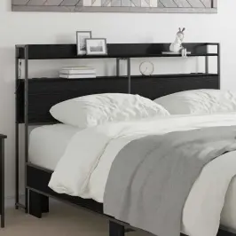 Galvgalis Ar Plauktu Melns Ozols 135 Cm Inženierijas Koks Vidaxl