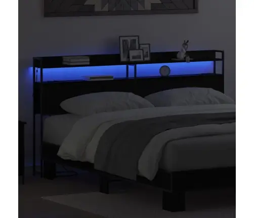 Galvūgalis Su Lentyna Juoda Ąžuolo 180 Cm Apdirbta Mediena