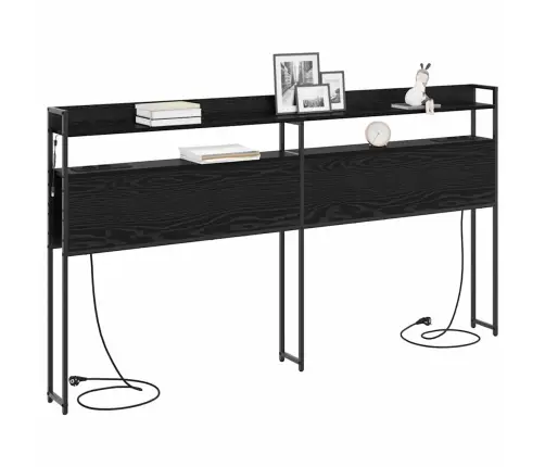 Hoiustamispeatoe Riiuliga Peaga Must Tamm 200 Cm Tehispuit