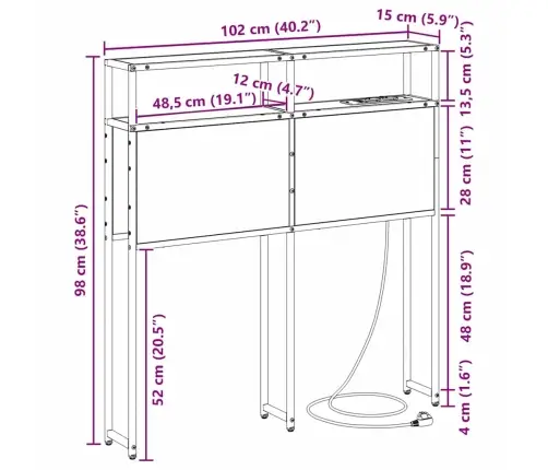 Hoiustamispeatoe Riiuliga Suitsutatud Tamm 100 Cm Tehispuit